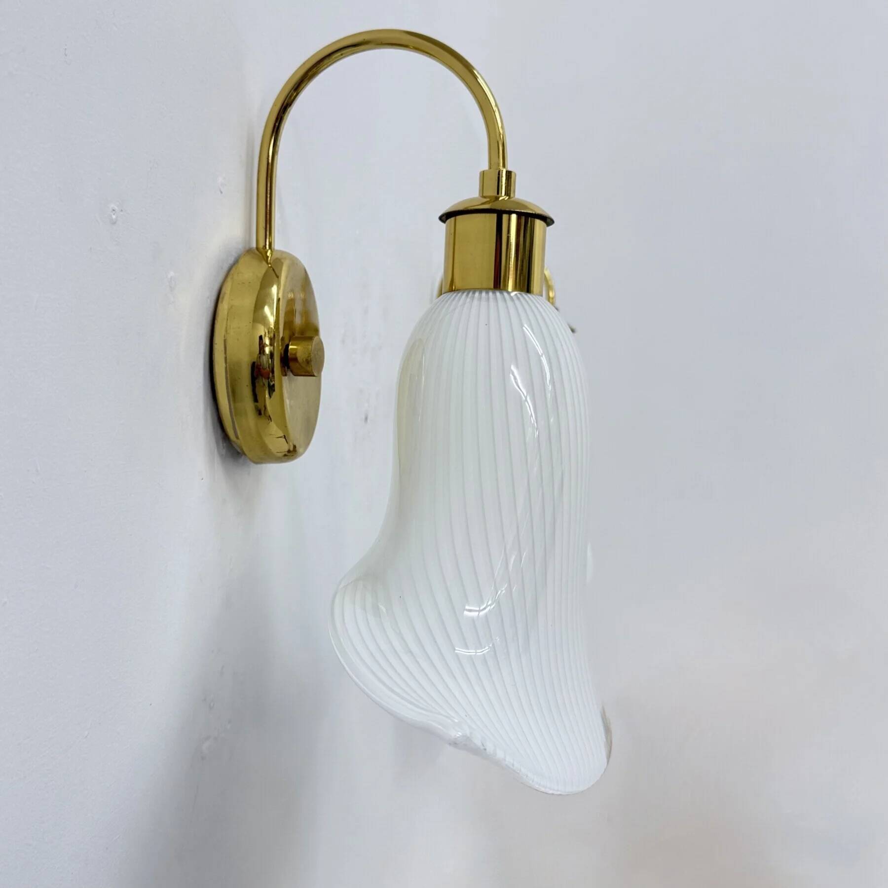 Murano glass Italian pair of sconces striped glass, 1970s