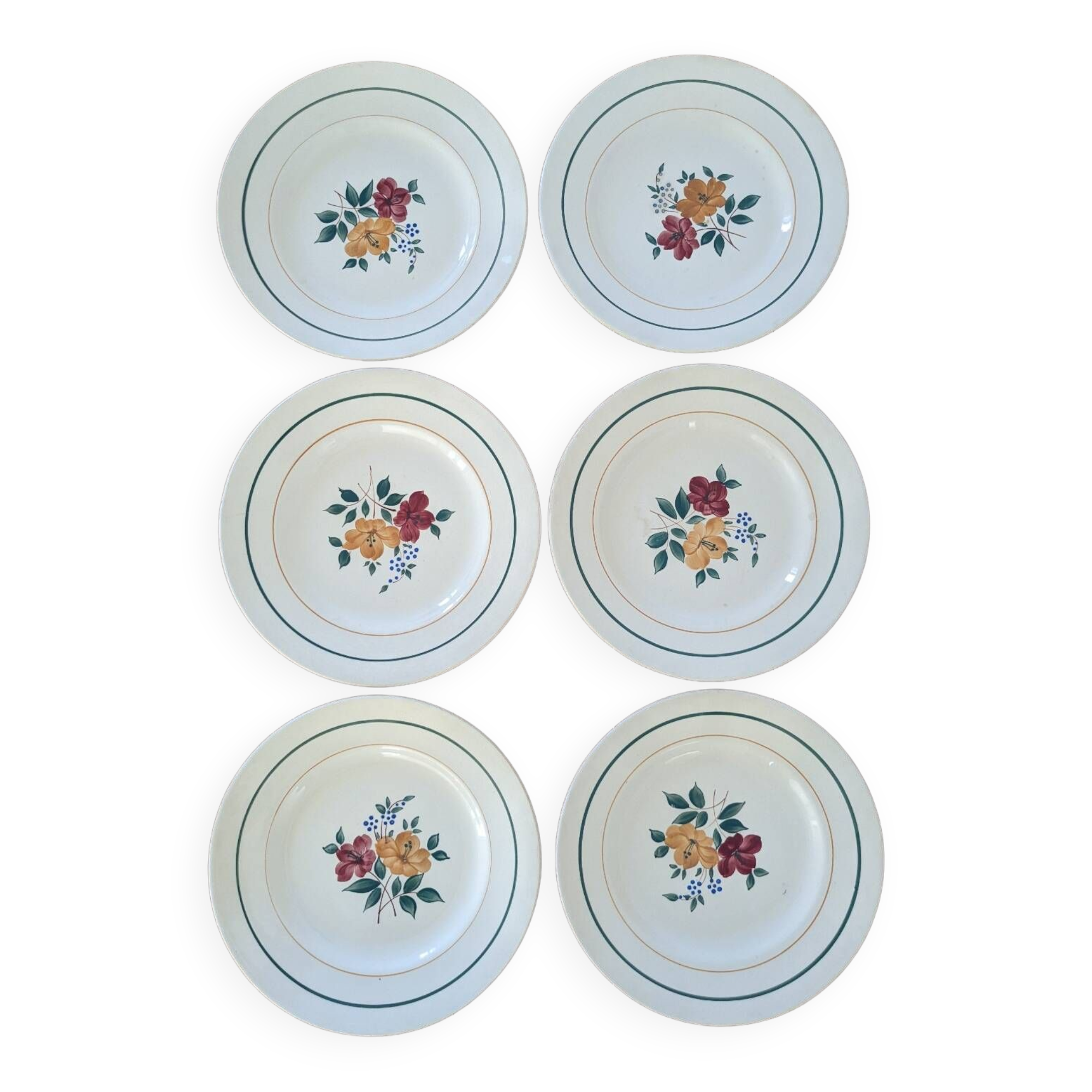 Six assiettes plates Mariette St Amand