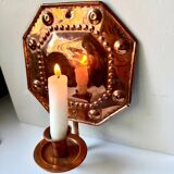Scandinavian Antique Wall Candle Holder Sconce in Copper