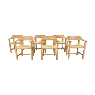 Set of 6 pine chairs by Rainier Daumiller for Hirtshals Sawmill