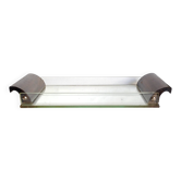 Plateau de courtoisie miroir, verre & bois exotique Art déco. Années 30