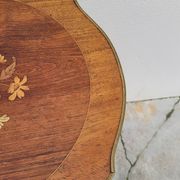 Selette pedestal side table Louis XV style with decorated marquetry and rosewood - 1900s