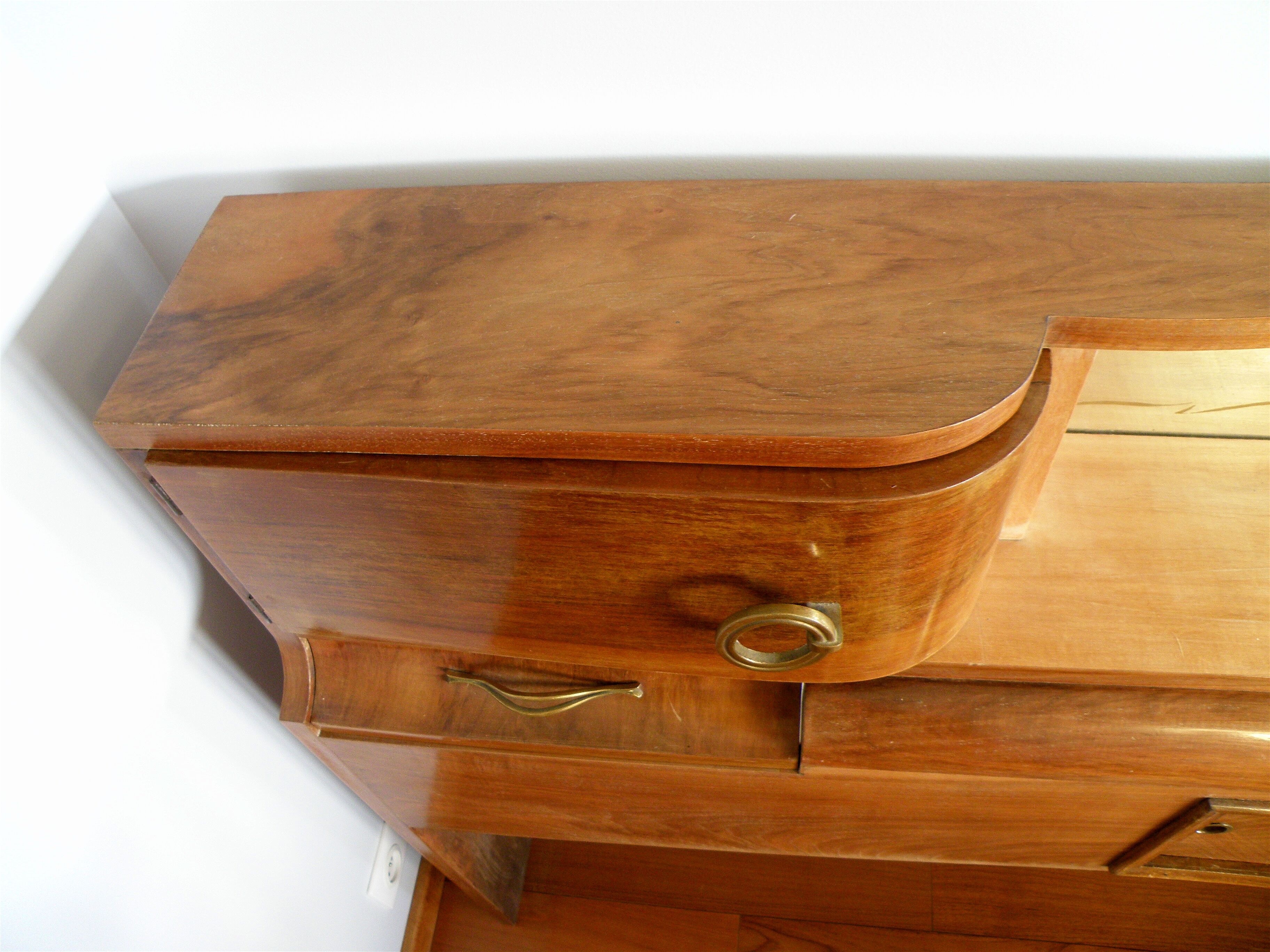 Cozy walnut bramble headboard for bed 140 x 190, from 1950