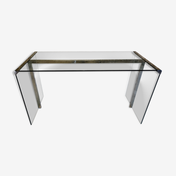 Glass and chrome design desk by Gallotti and Radice 1970