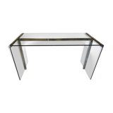 Glass and chrome design desk by Gallotti and Radice 1970