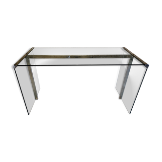 Glass and chrome design desk by Gallotti and Radice 1970