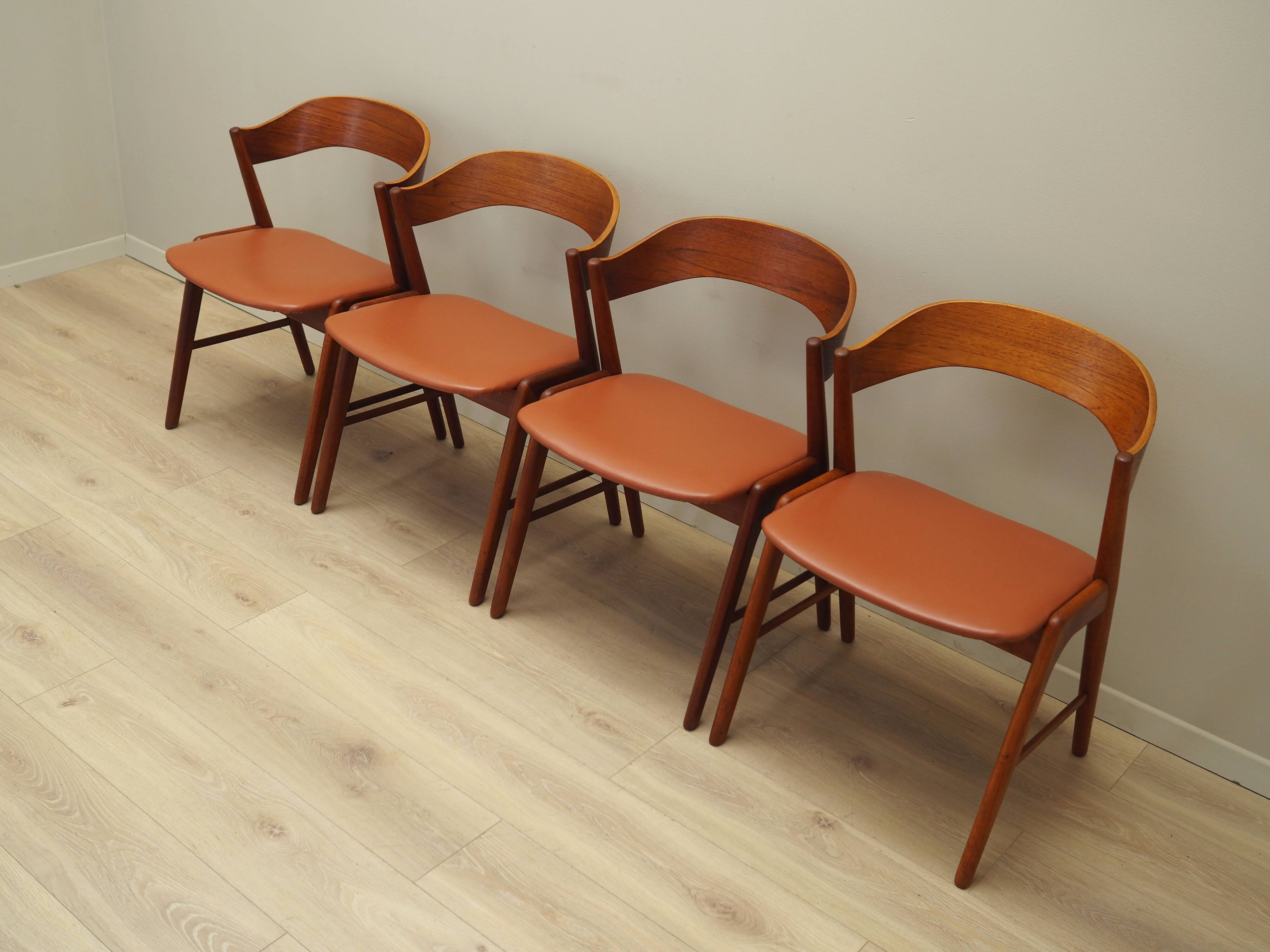 Set of four teak chairs, Danish design, 1970s, manufacture: Korup Stolefabrik