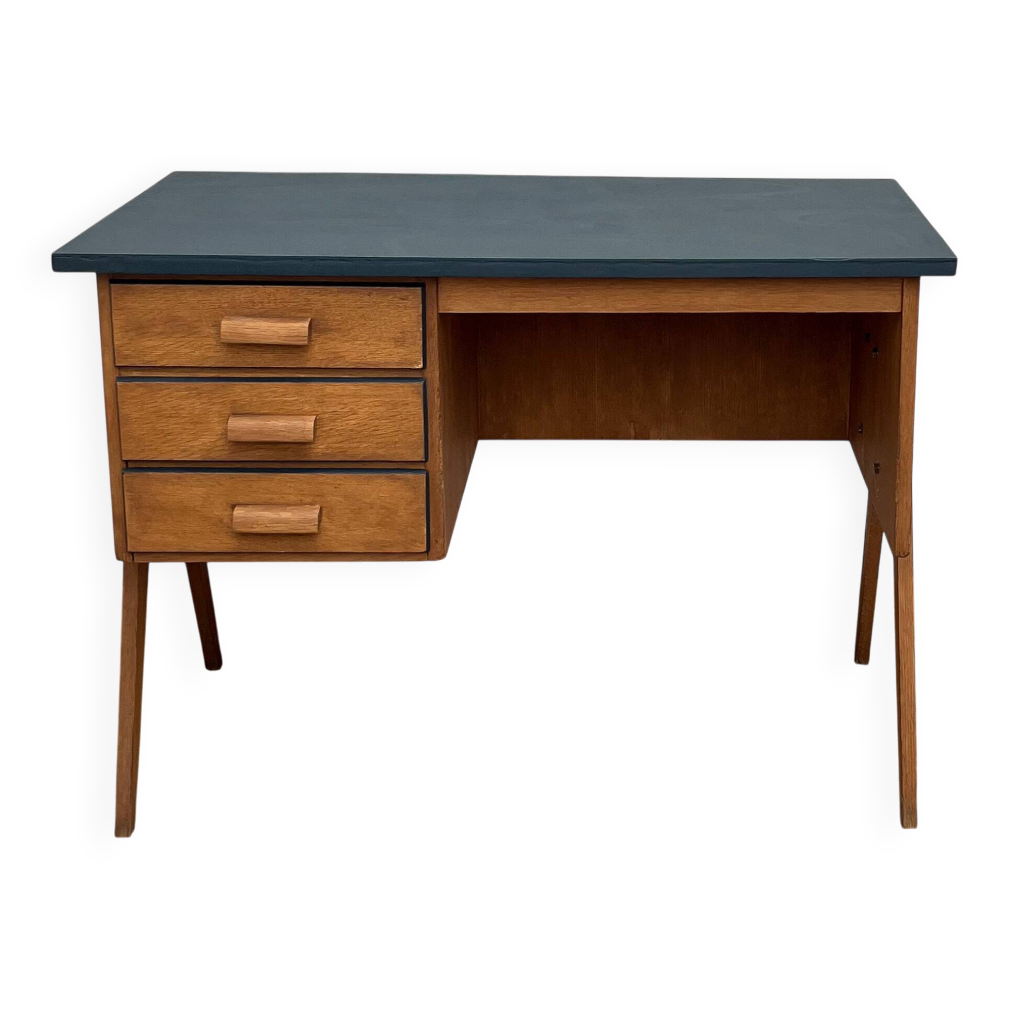 Scandinavian desk from the 1950s with compass legs.