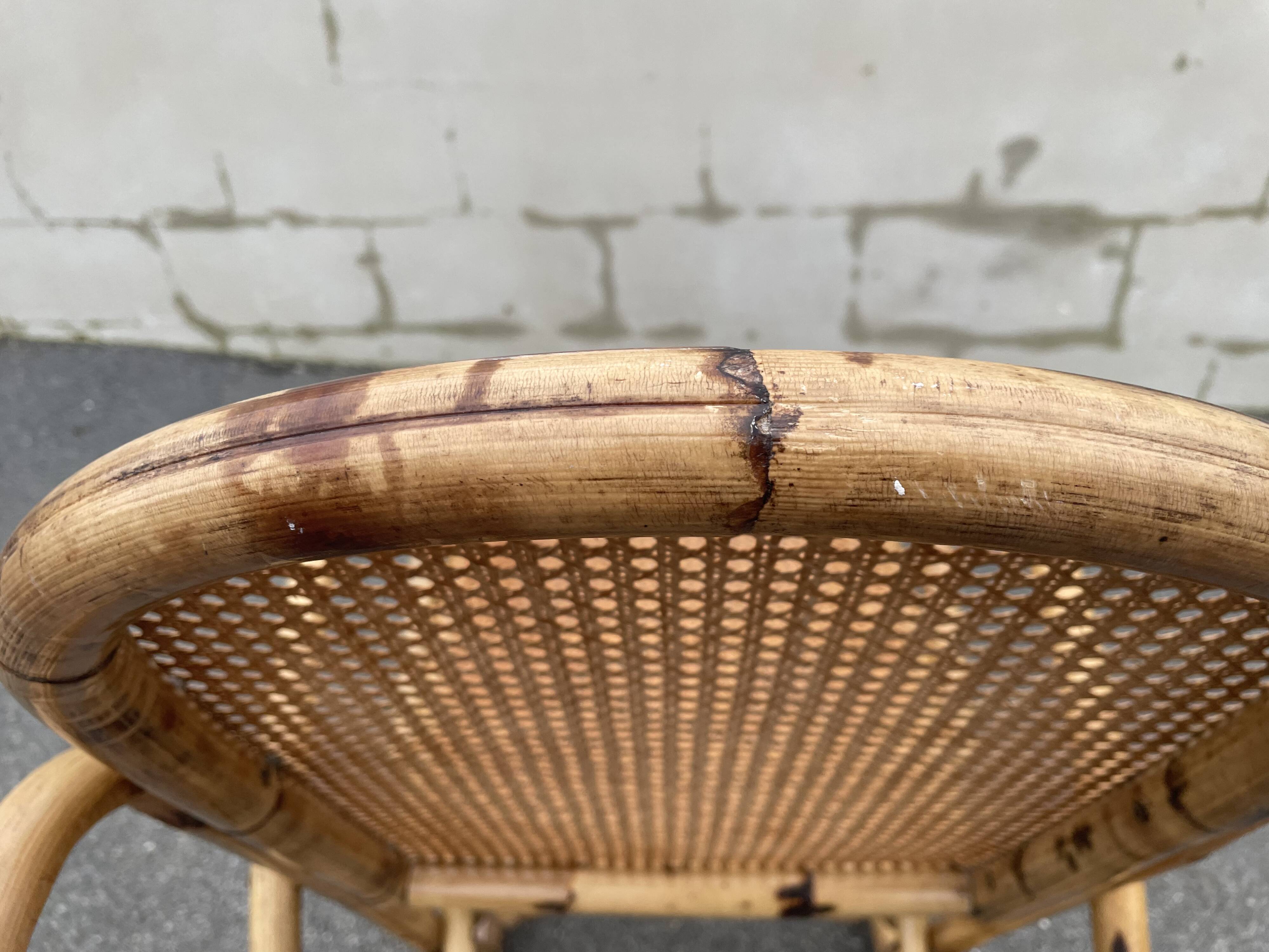 Rattan and cane rocking chair