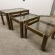 Lot de 3 tables gigogne orme et verre fumé 1970