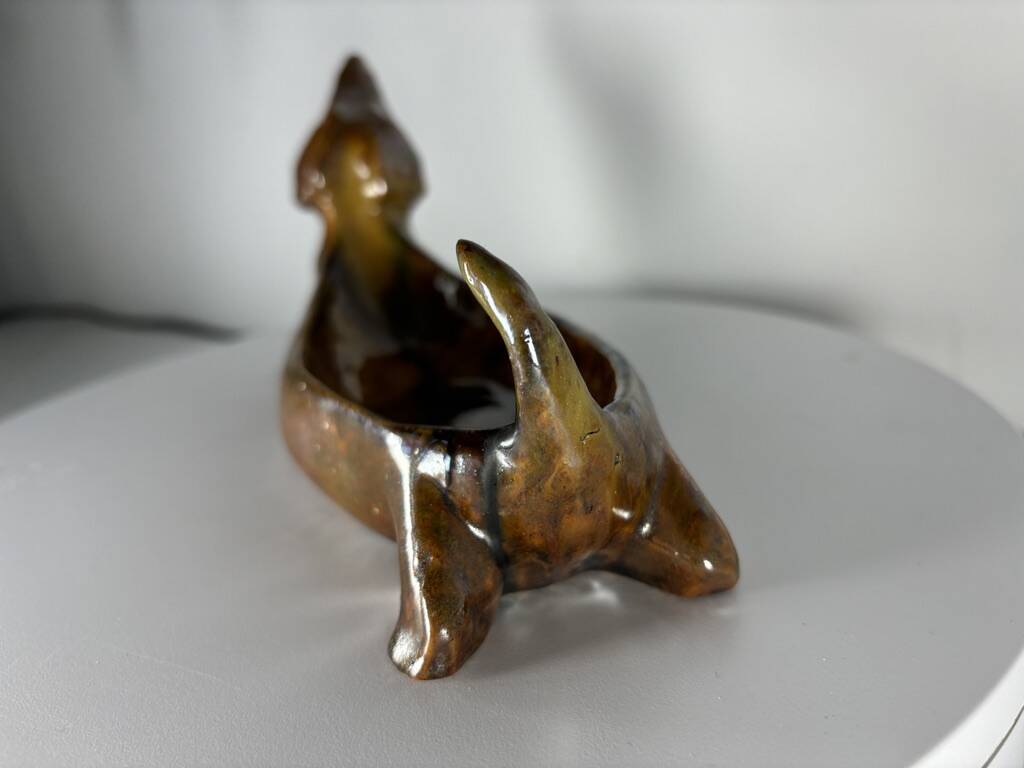 Dachshund ceramic dish 1960 france vintage