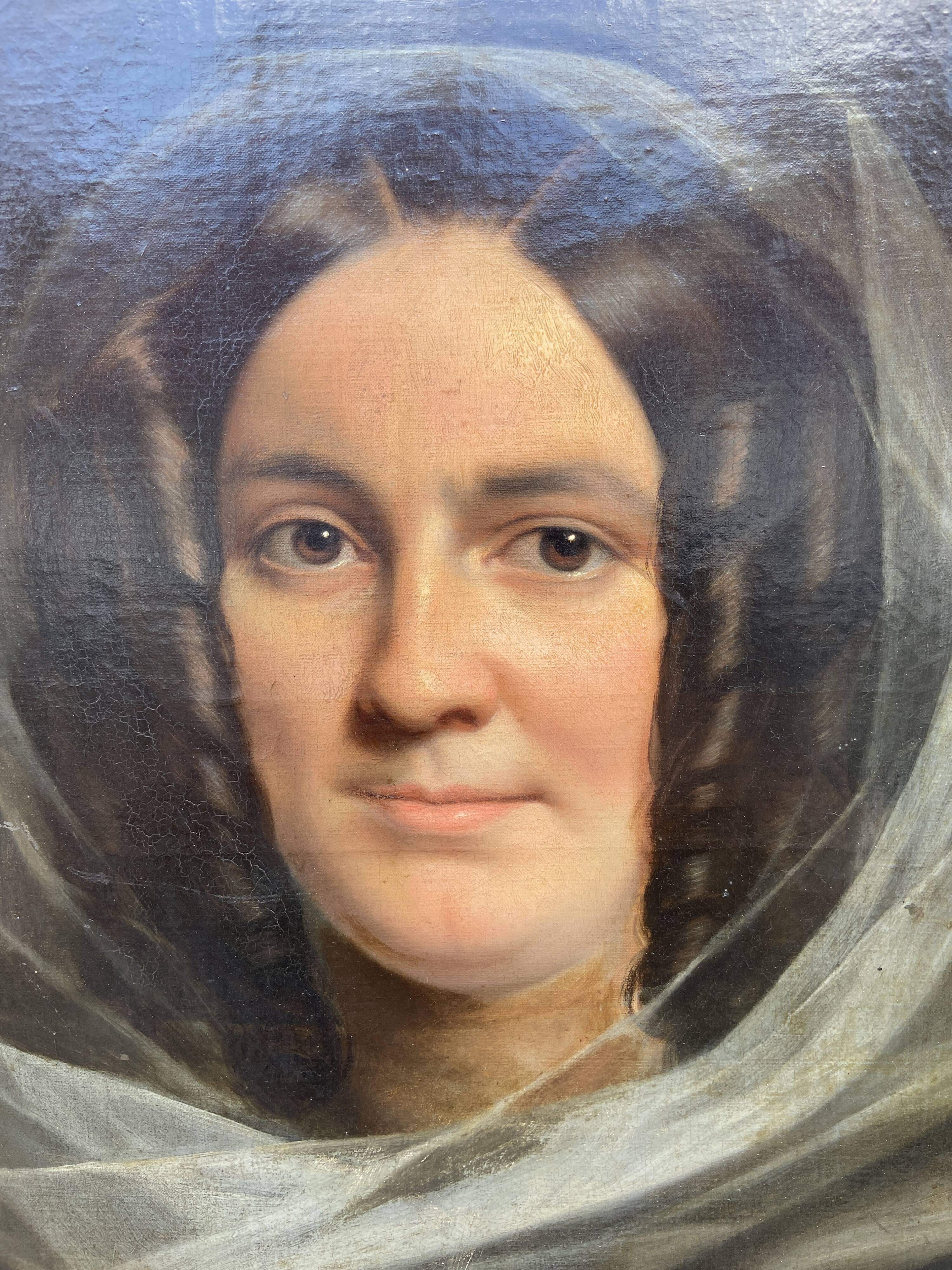 Oil painting on canvas 1850 victor darjou french portrait paint