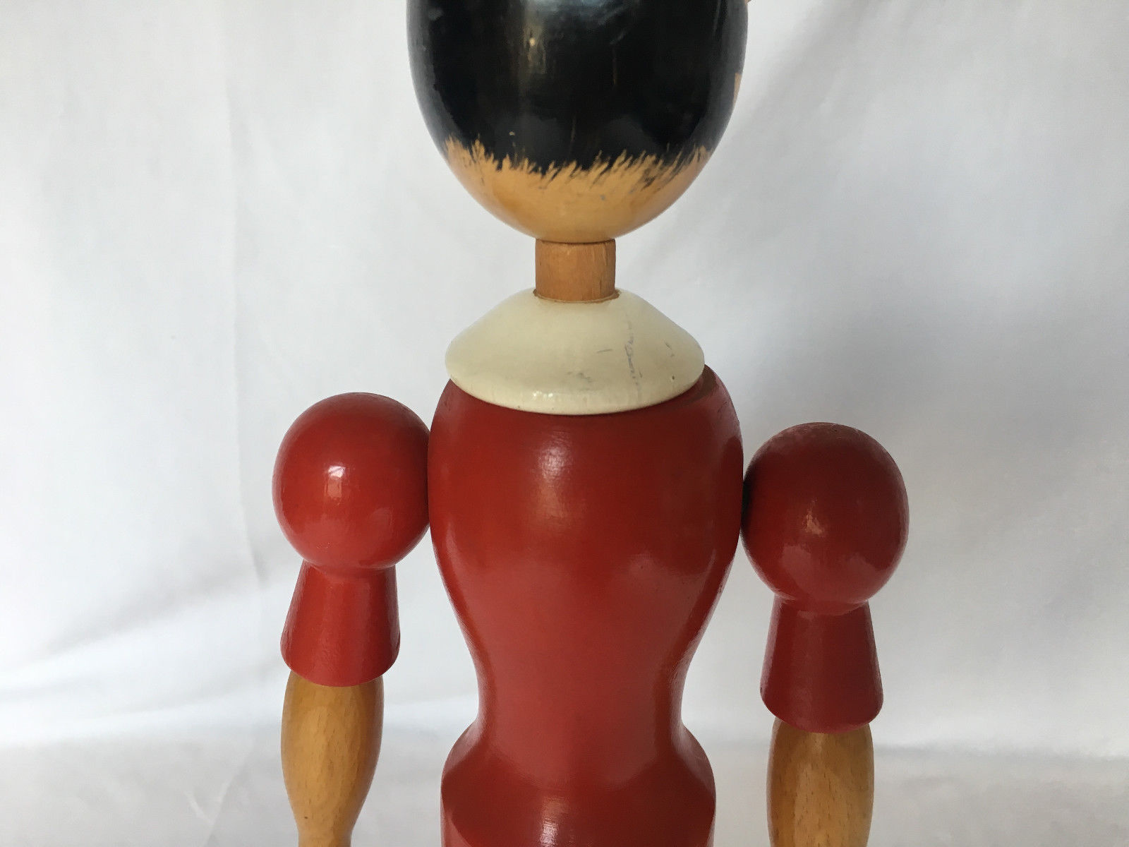 PINOCCHIO WOODEN ARTICULATED COAT RED AND GREEN HANDMADE VINTAGE