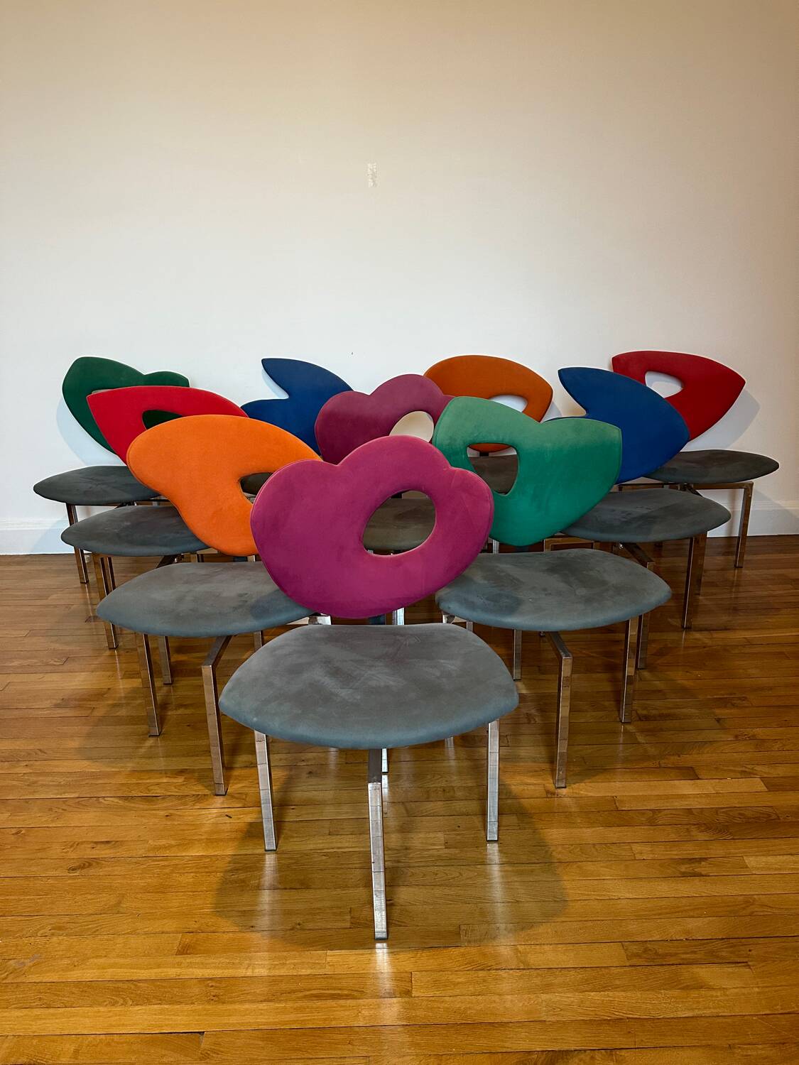 10 vintage Giorgio Saporiti chairs