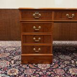 Classic English Desk with Brown Leather