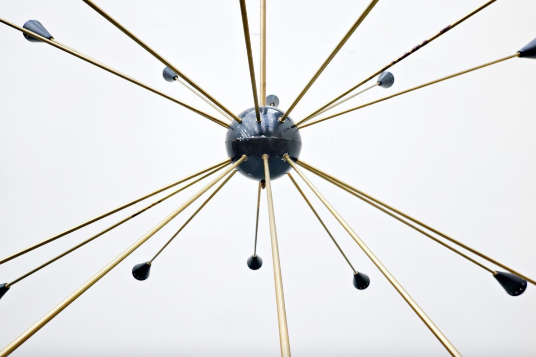 1960 Sputnik brass and metal ceiling light