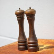 Marlux large model salt and pepper shaker, vintage wooden pepper mill and salt shaker