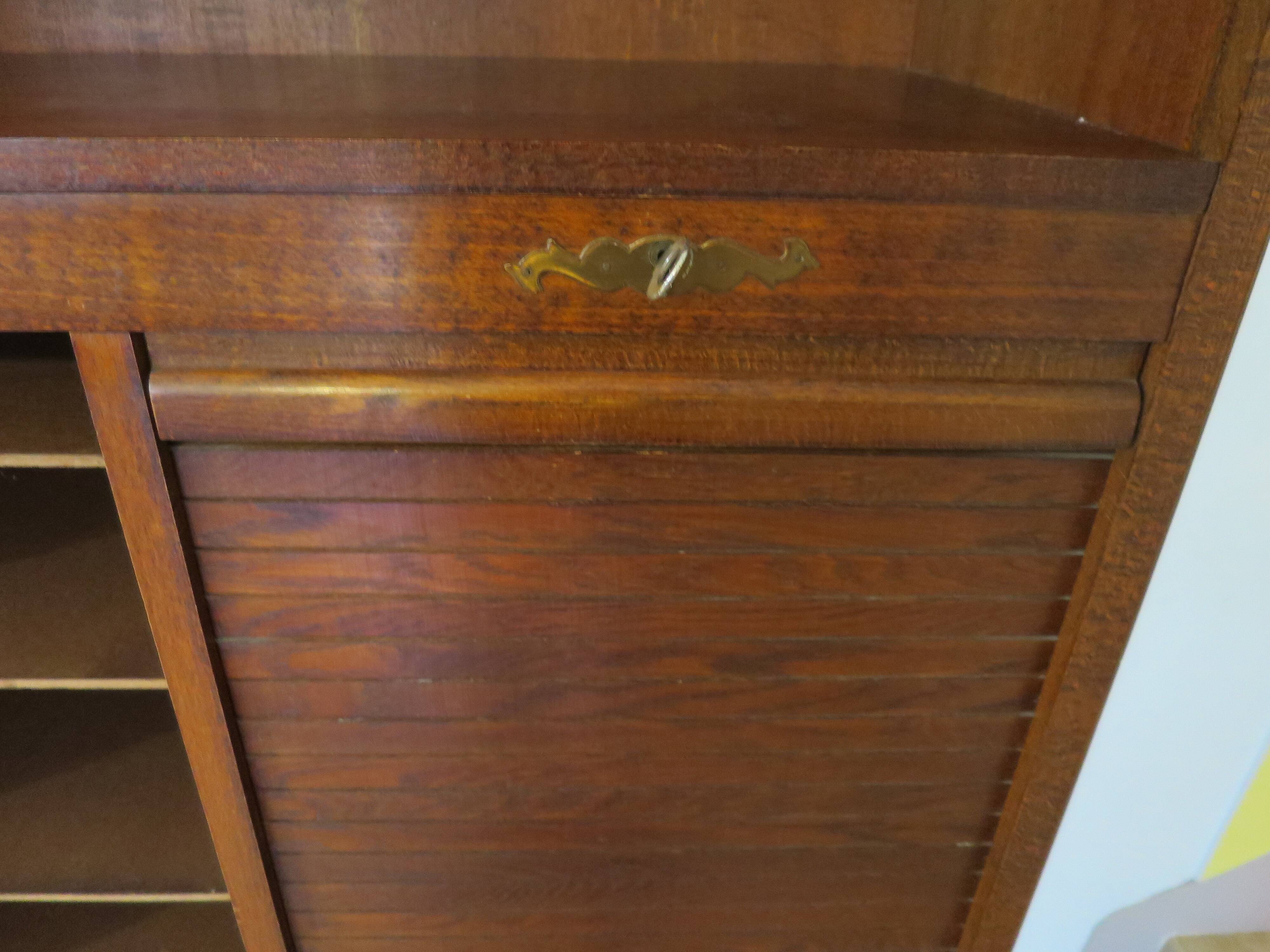 Double curtain cabinet - notary furniture - solid wood - 1970 - industrial style