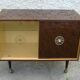 Vintage rolling TV bar cabinet 1960 with 2 sliding doors