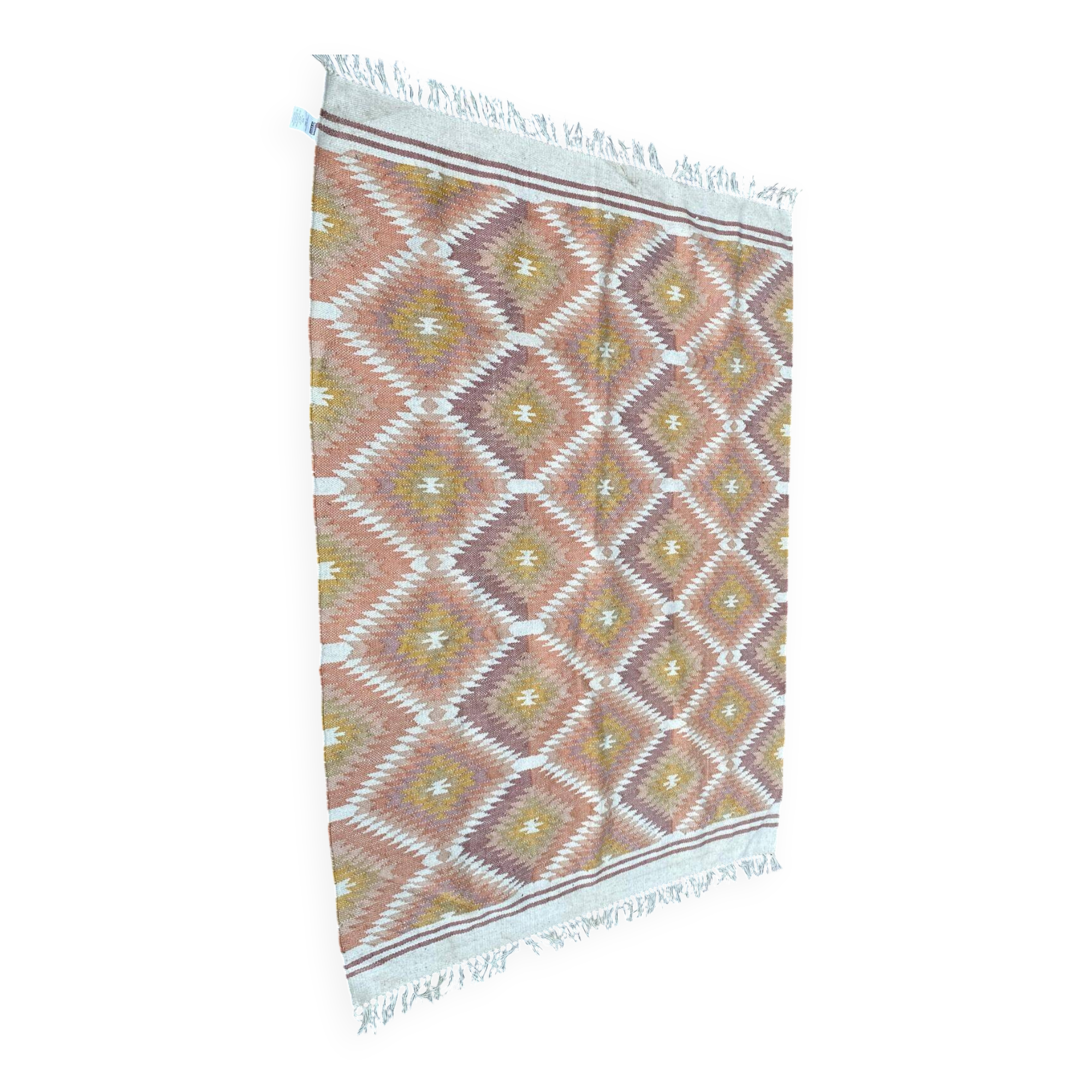 Tapis tissé laine et jute multicolore 140x200