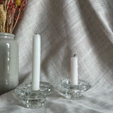 Pair of glass candle holders