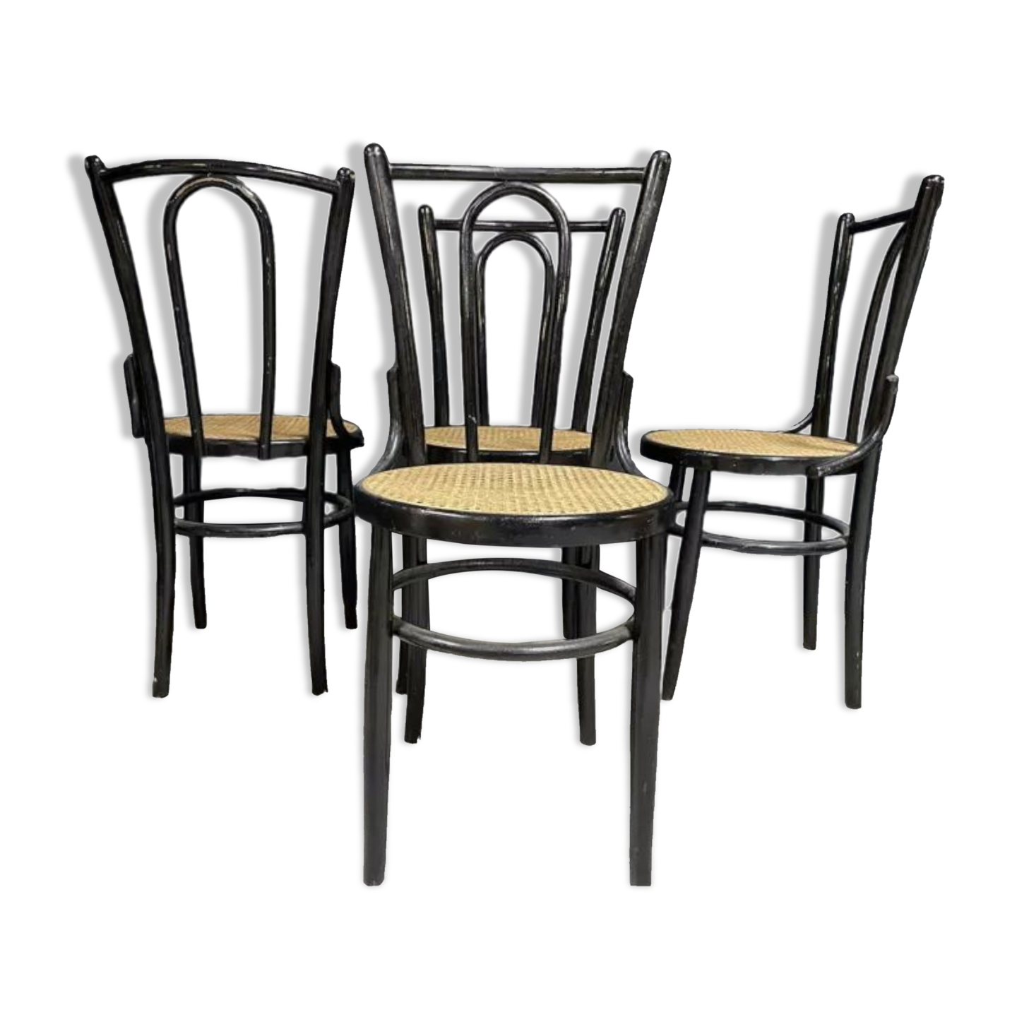 Série de 4 chaises bois courbé