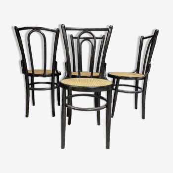 Série de 4 chaises bois courbé