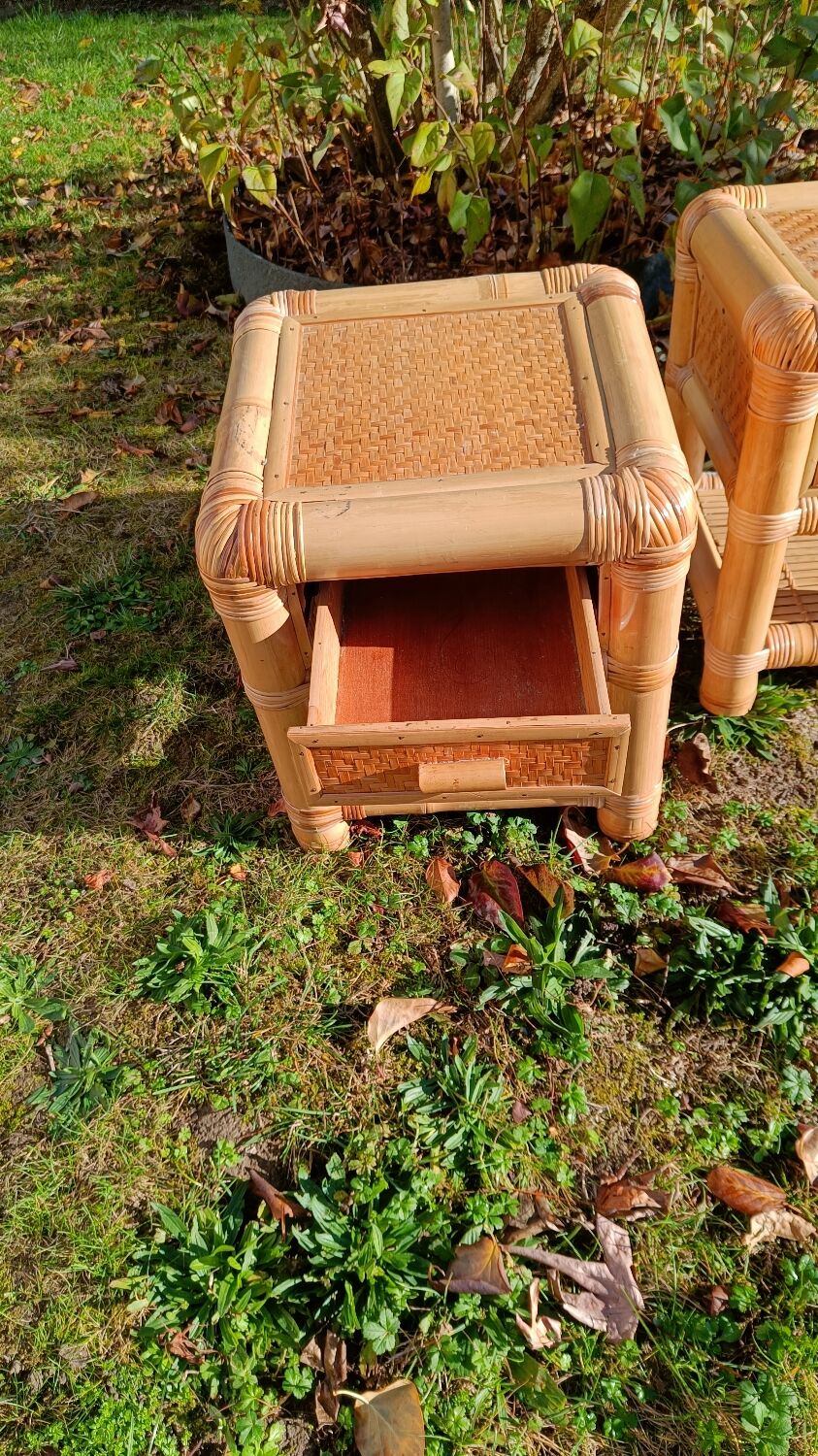 Vintage bamboo bedside tables
