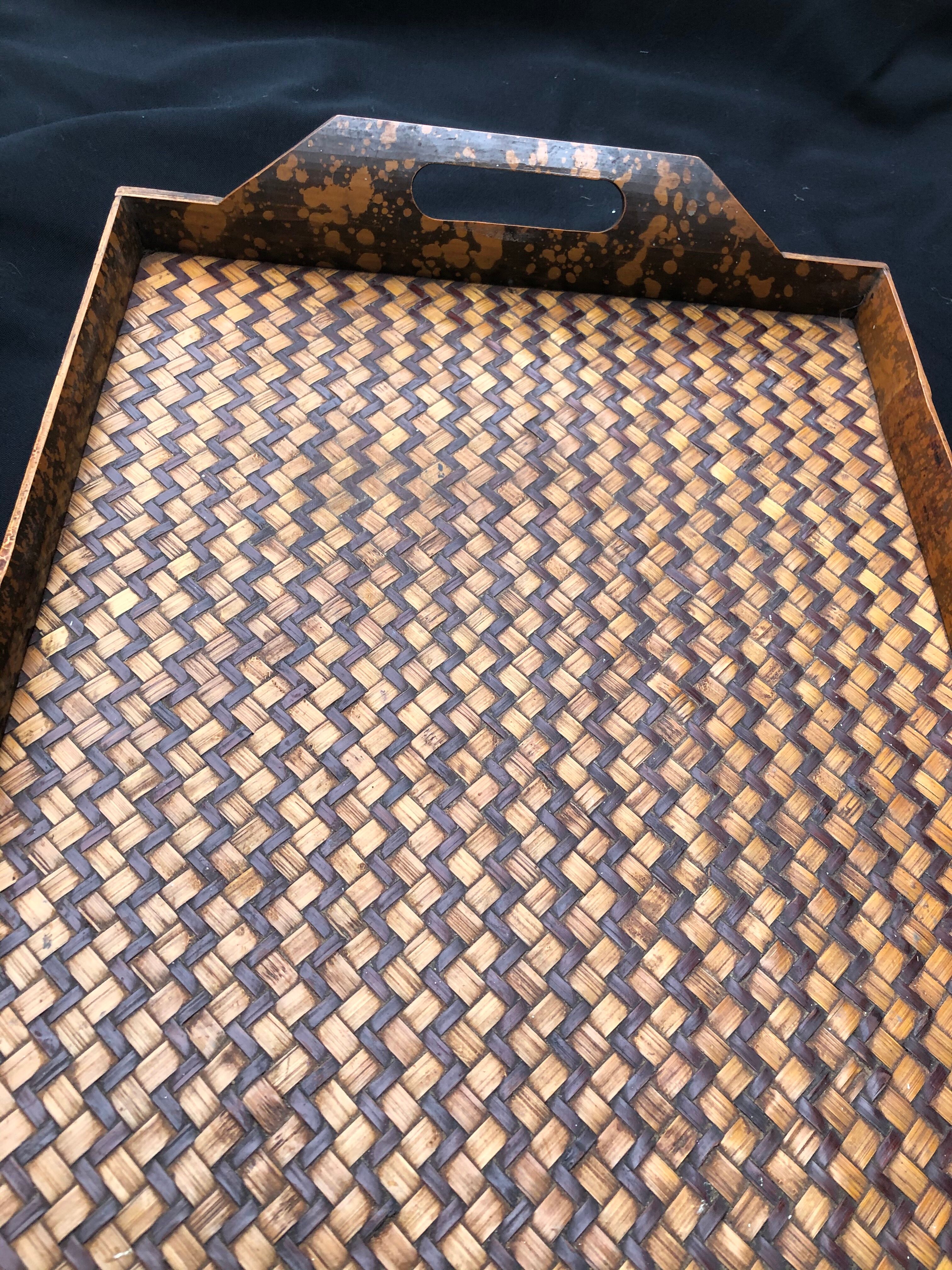 Vintage braided wood tray