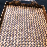 Vintage braided wood tray