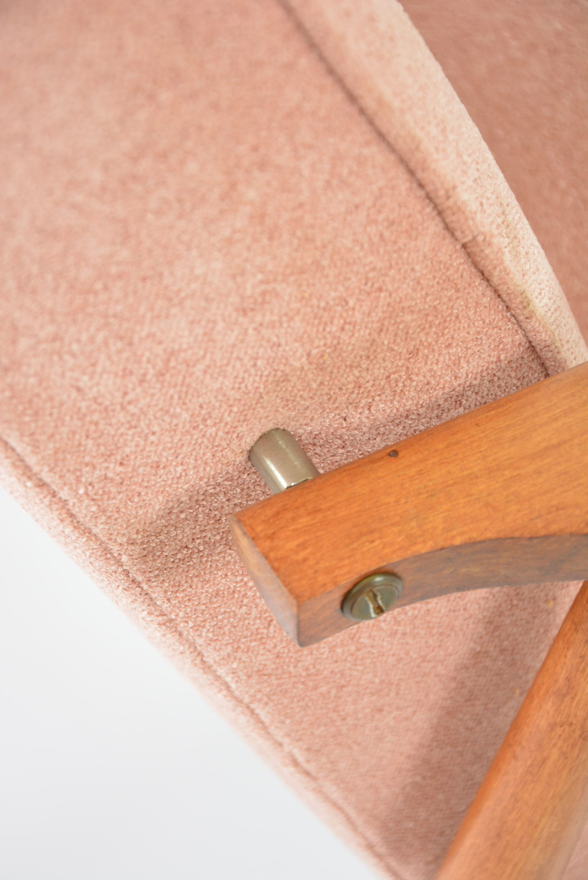 Renovated vintage armchair corduroy pink