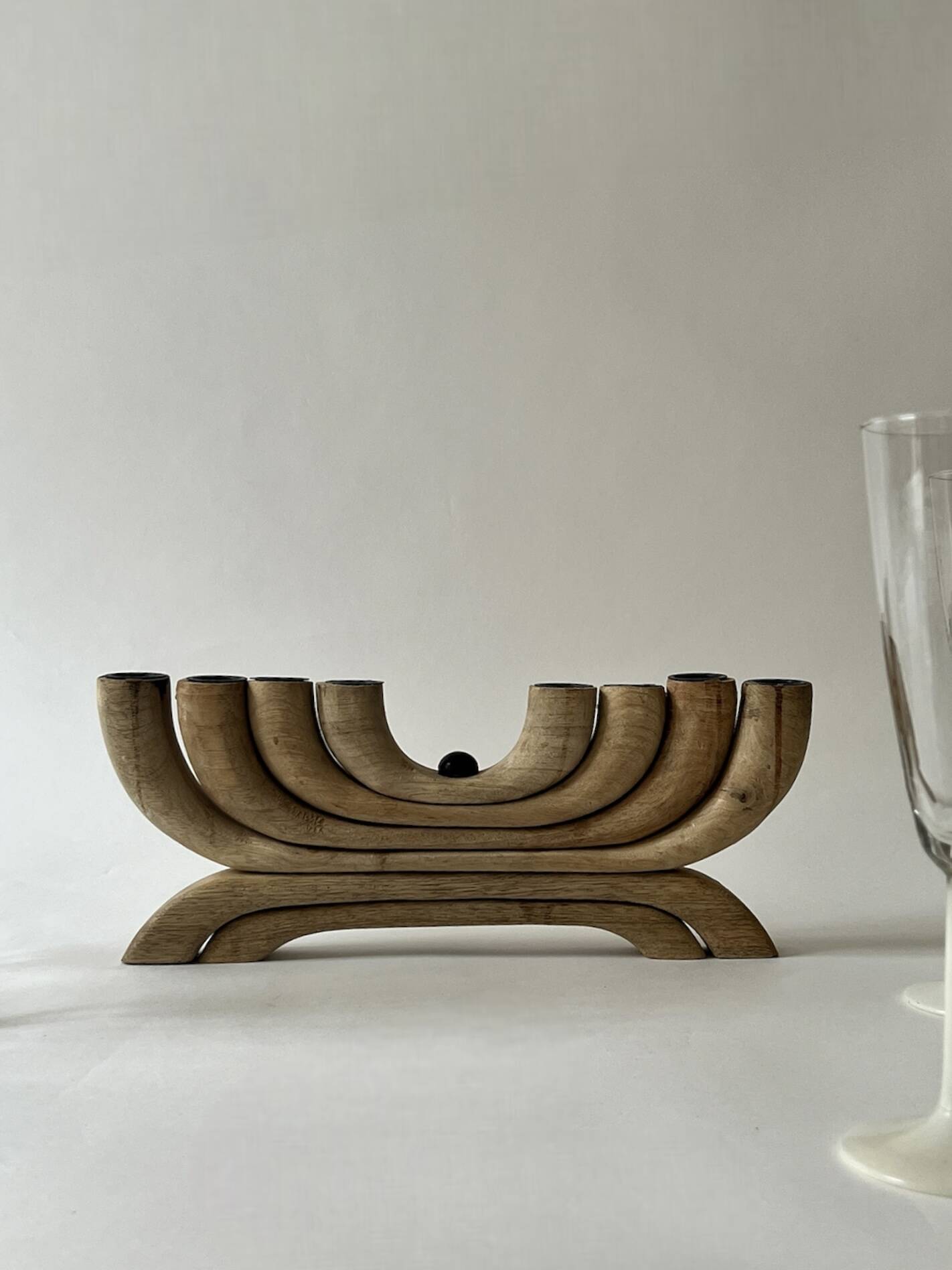 Scandinavian wooden candle holder, Denmark 1970s.