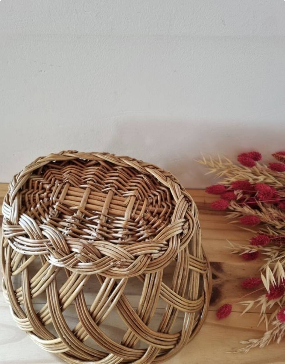 Oval woven rattan basket