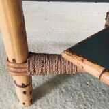 Mediterranean Bamboo Side Table in the style of Audoux Minet, France, 1950s