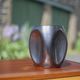 Vallauris modernist cubic vase enamelled black with orange interior, vintage vase, collection, decoration