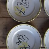 6 assiettes plates jaune noir