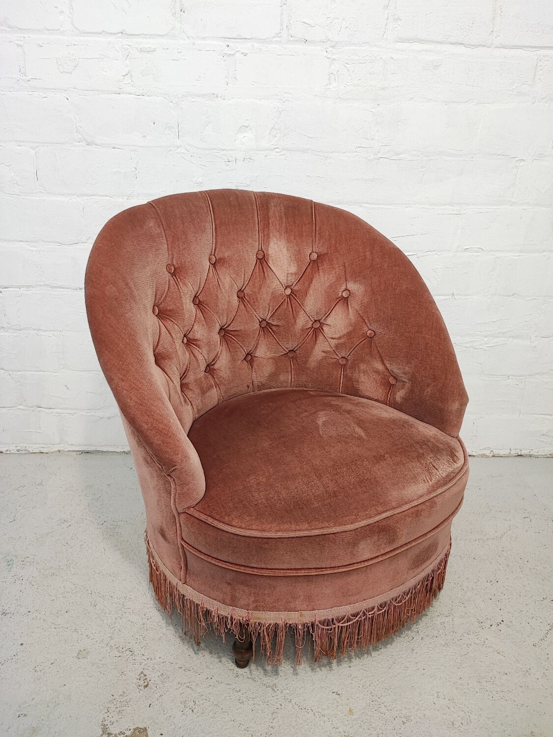 Fauteuil Crapaud rose poudré