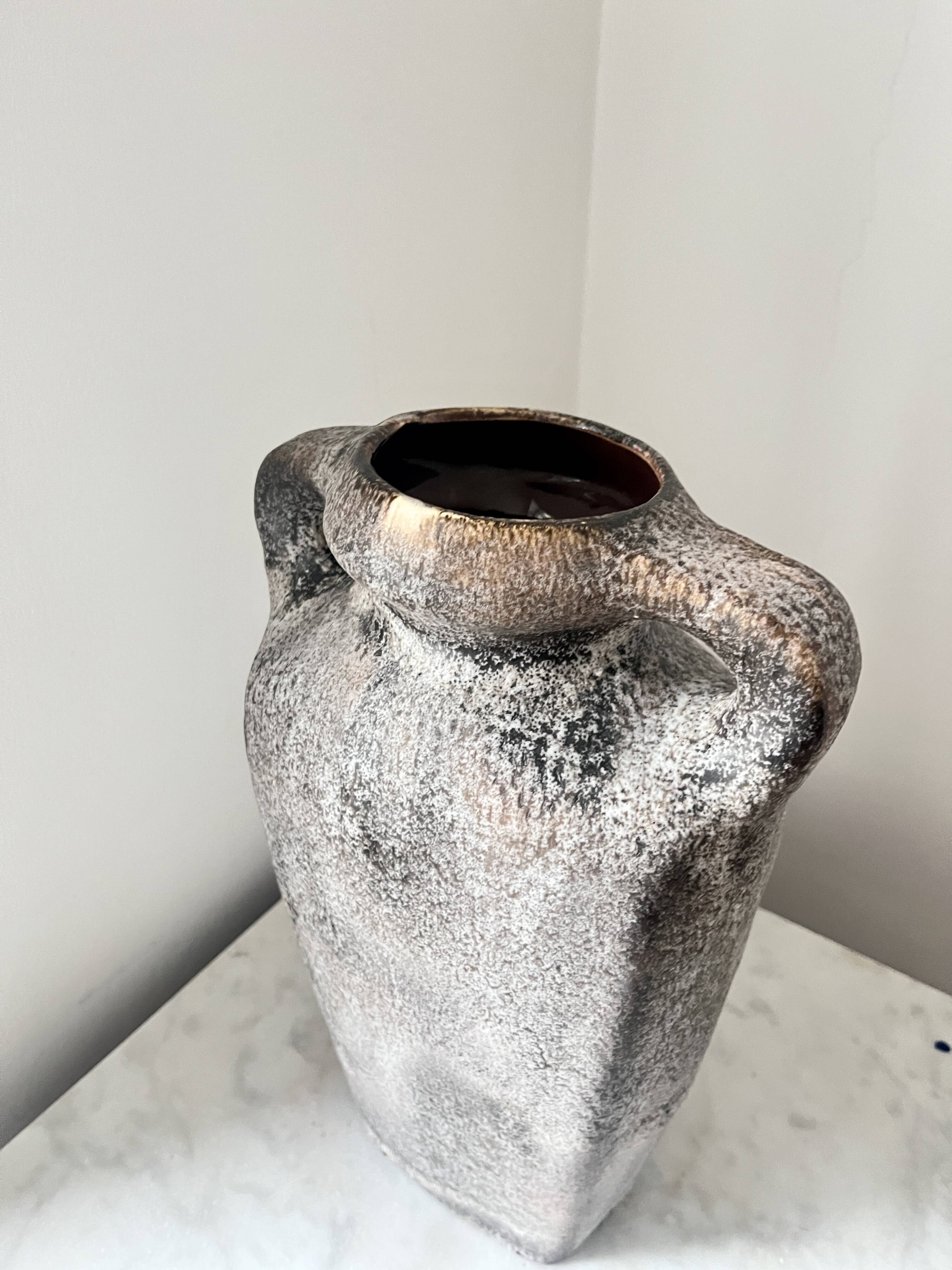 Vintage German Lava Style Grey Brown Amphora Vase, West Germany 1970s