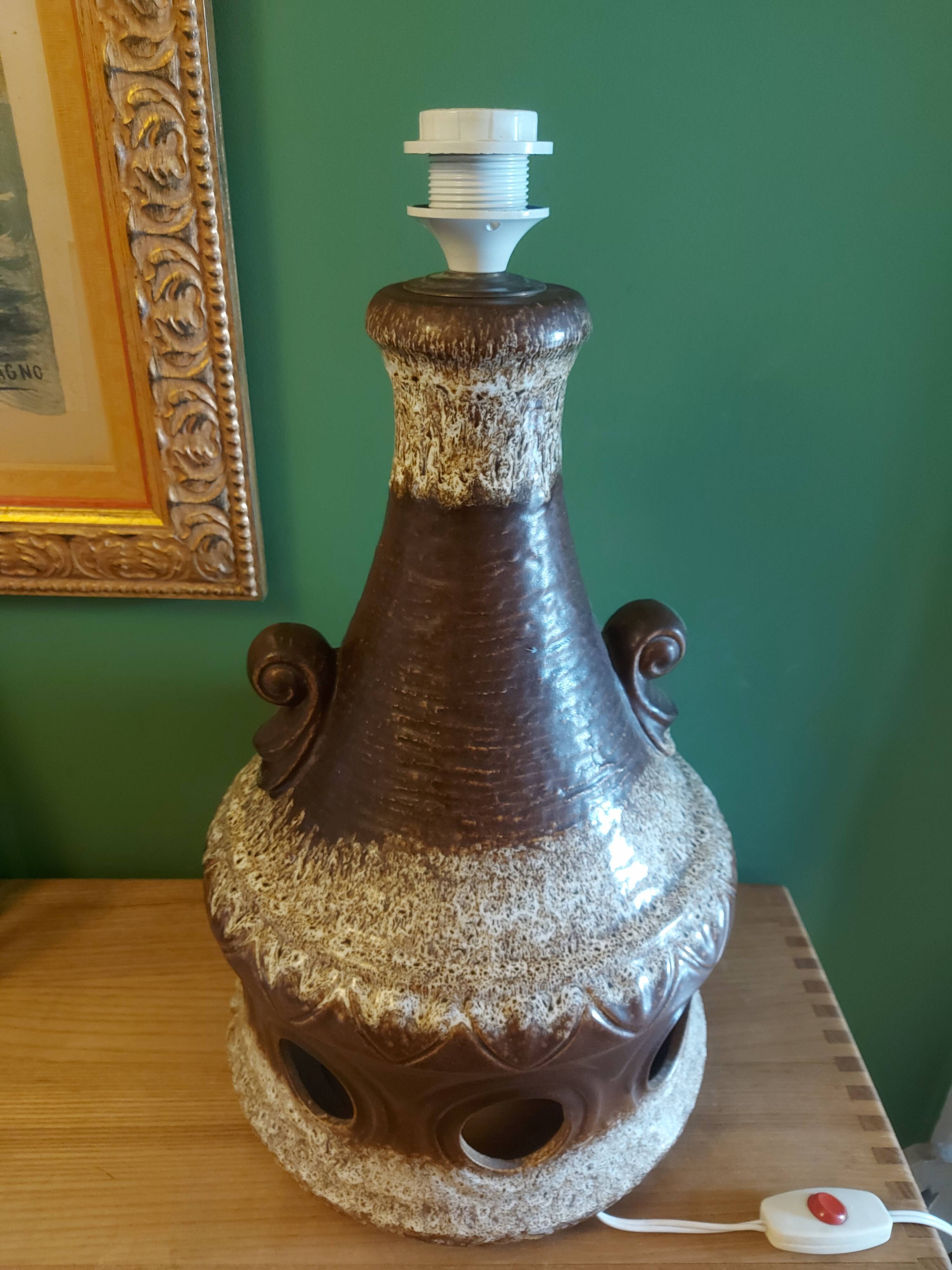 Large vintage ceramic lamp stand70'S