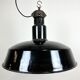 Industrial midcentury black enamel factory lamp, 1950s