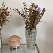 Large molded glass vase 50s art deco style