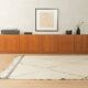 Two-piece hi-fi sideboard from the 1960s, teak veneer