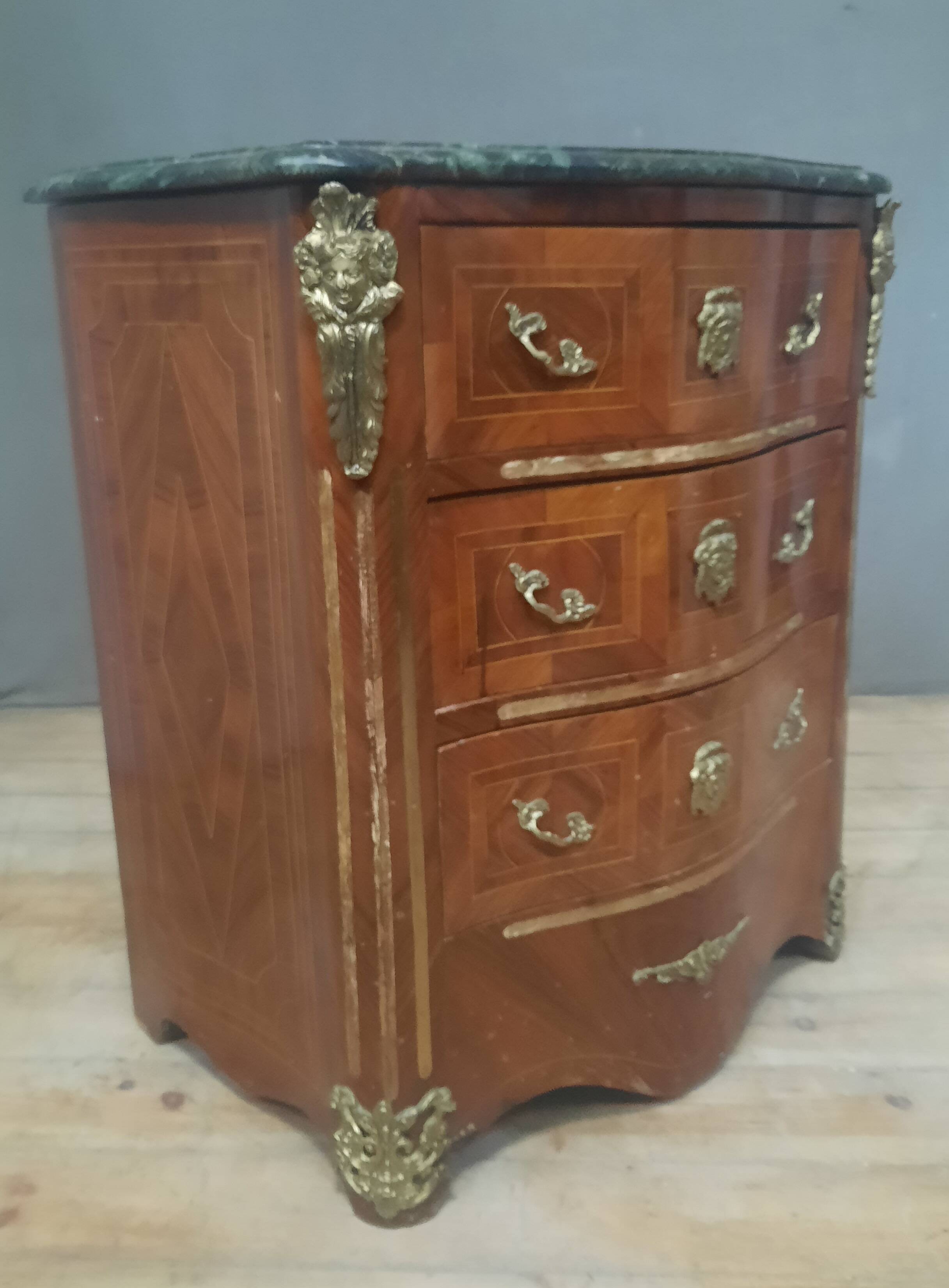 Louis XIV style marquetry chest of drawers