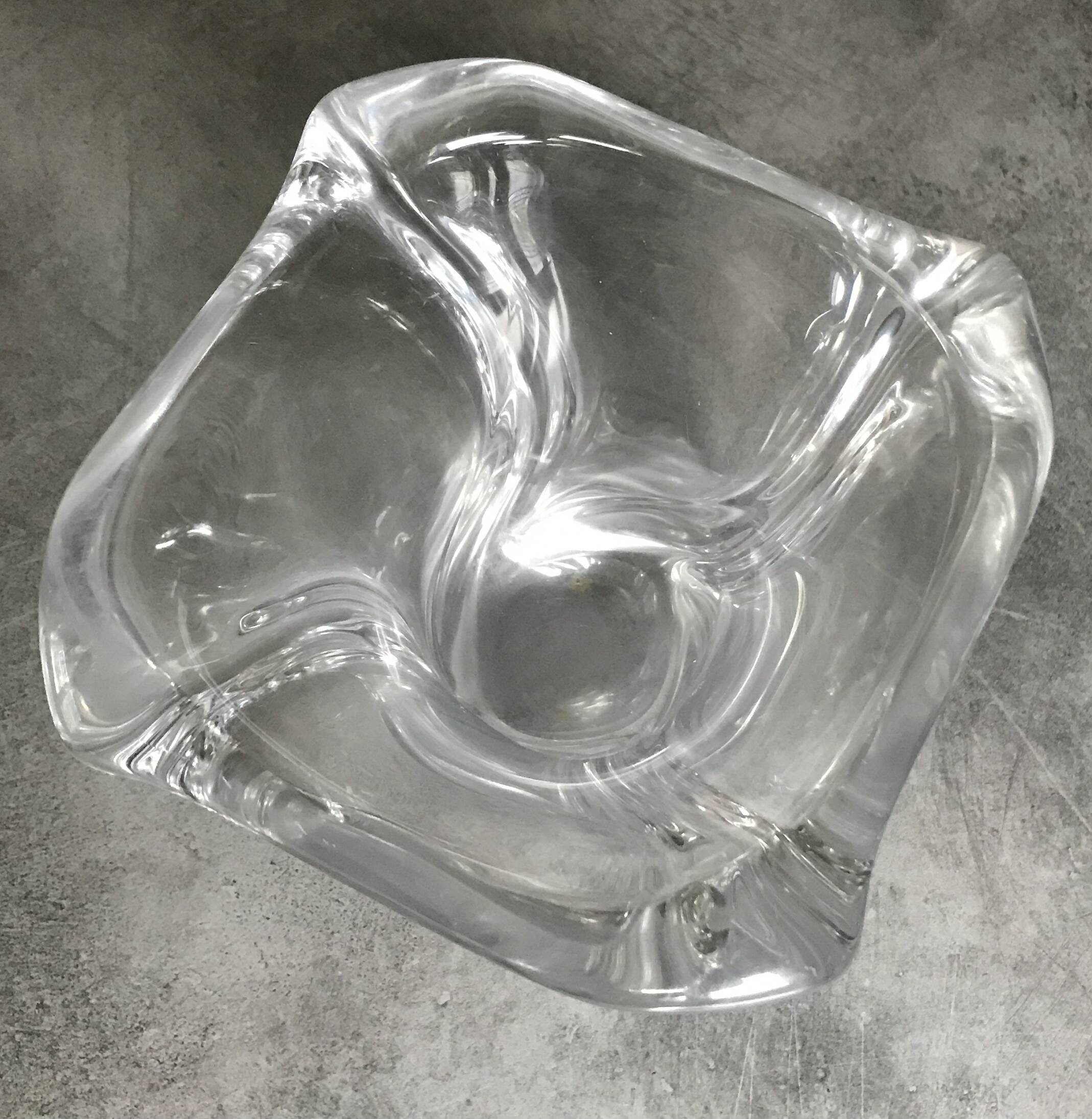 Crystal vase signed daum france free form 4.4 kg
