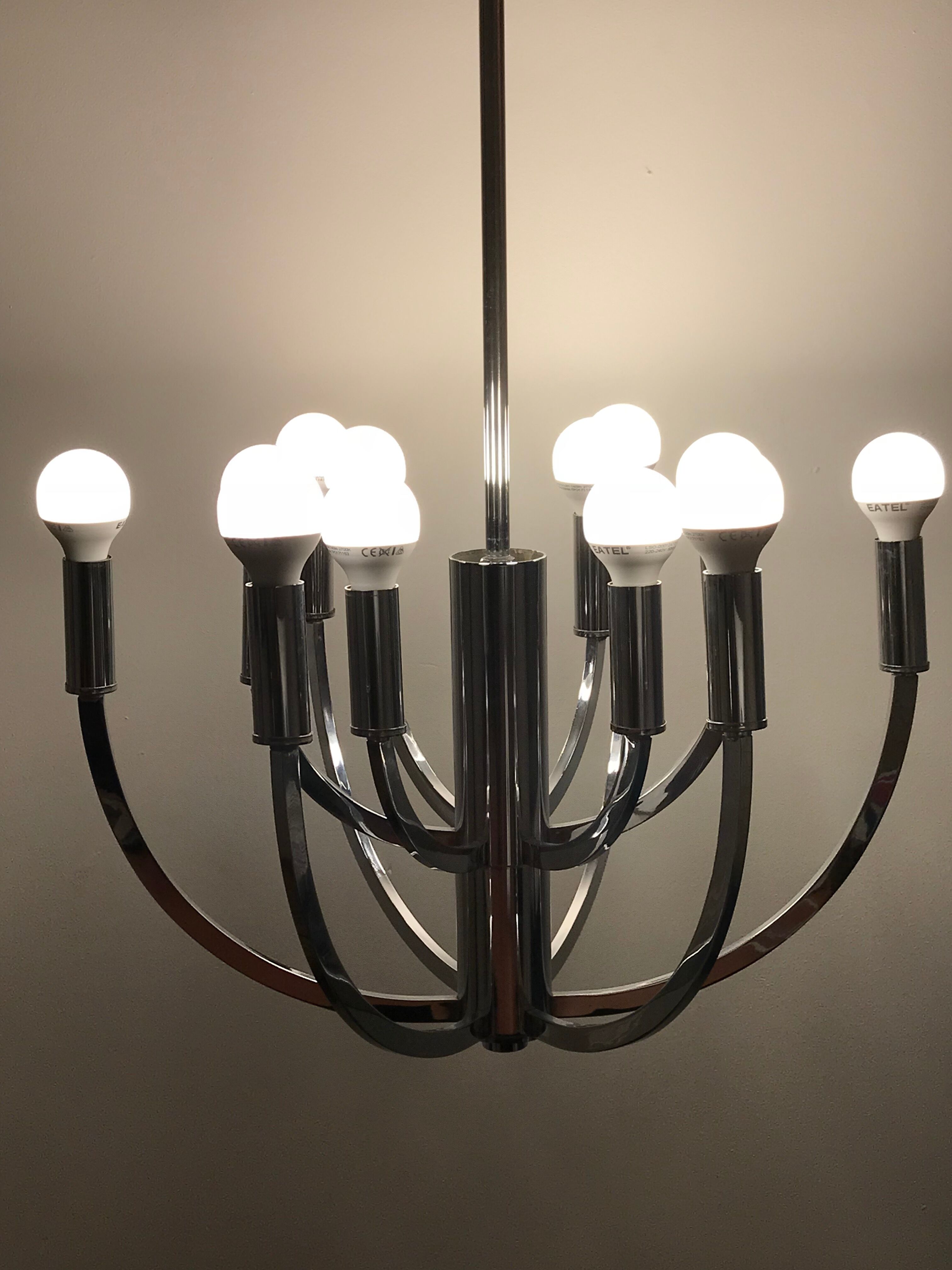 Lustre par Gaetano Scolari 12 ampoules 1970