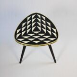Side table, flower table, small triangle shaped table, checkered, vintage 50s inspired