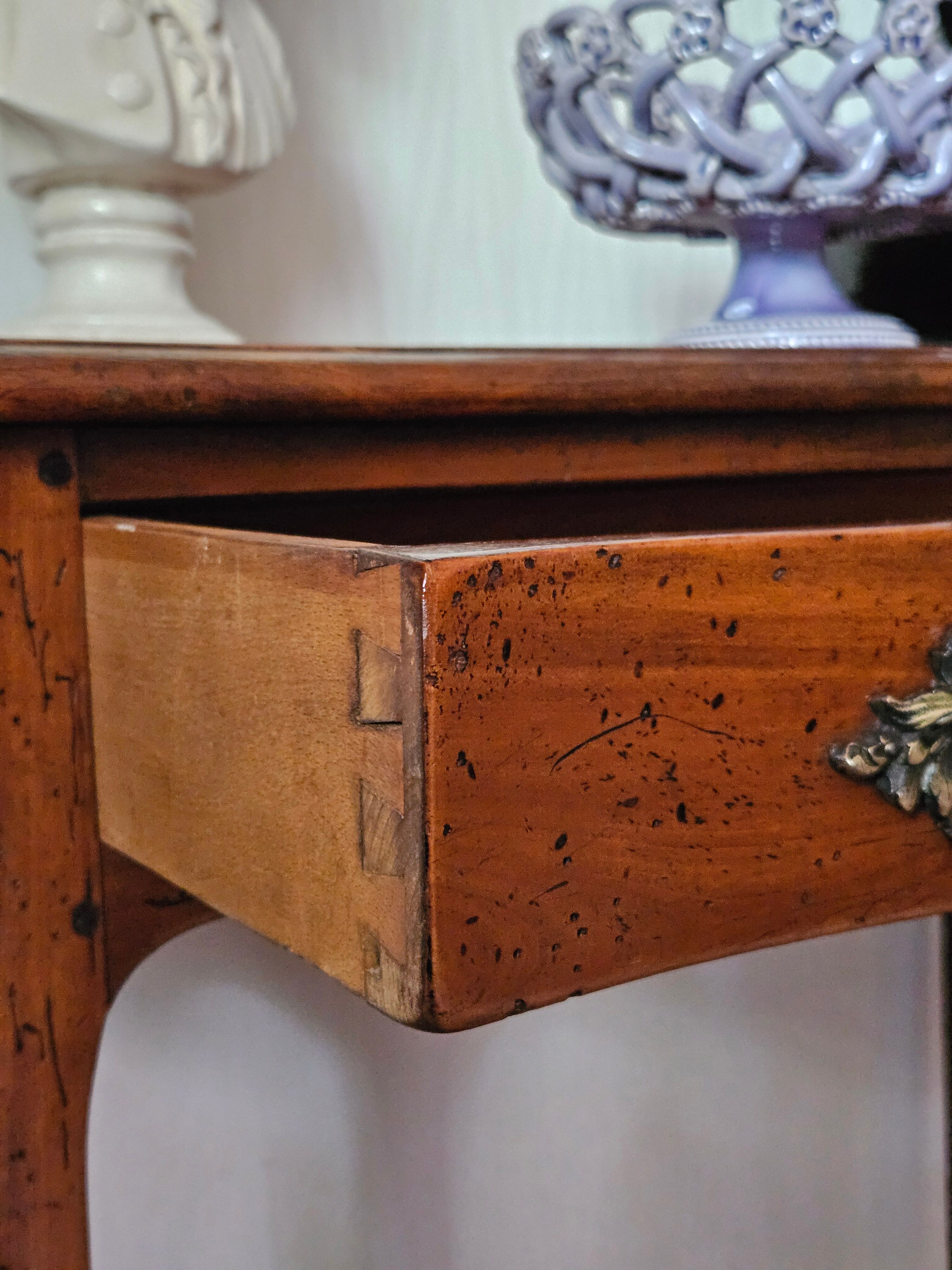 Louis XV style console in cherry wood, 20th century.