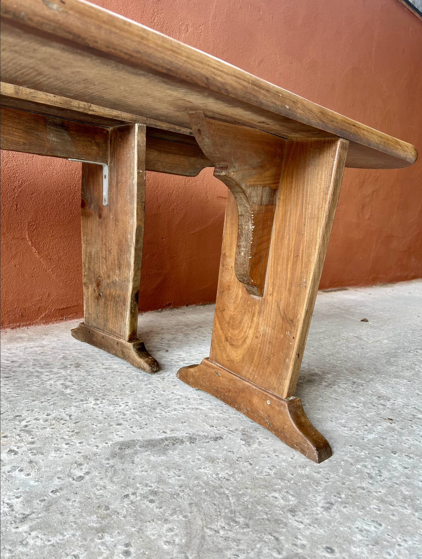 Pair of wooden farm benches