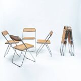 Castelli Plia wicker folding chairs Giancarlo Piretti, set of 8