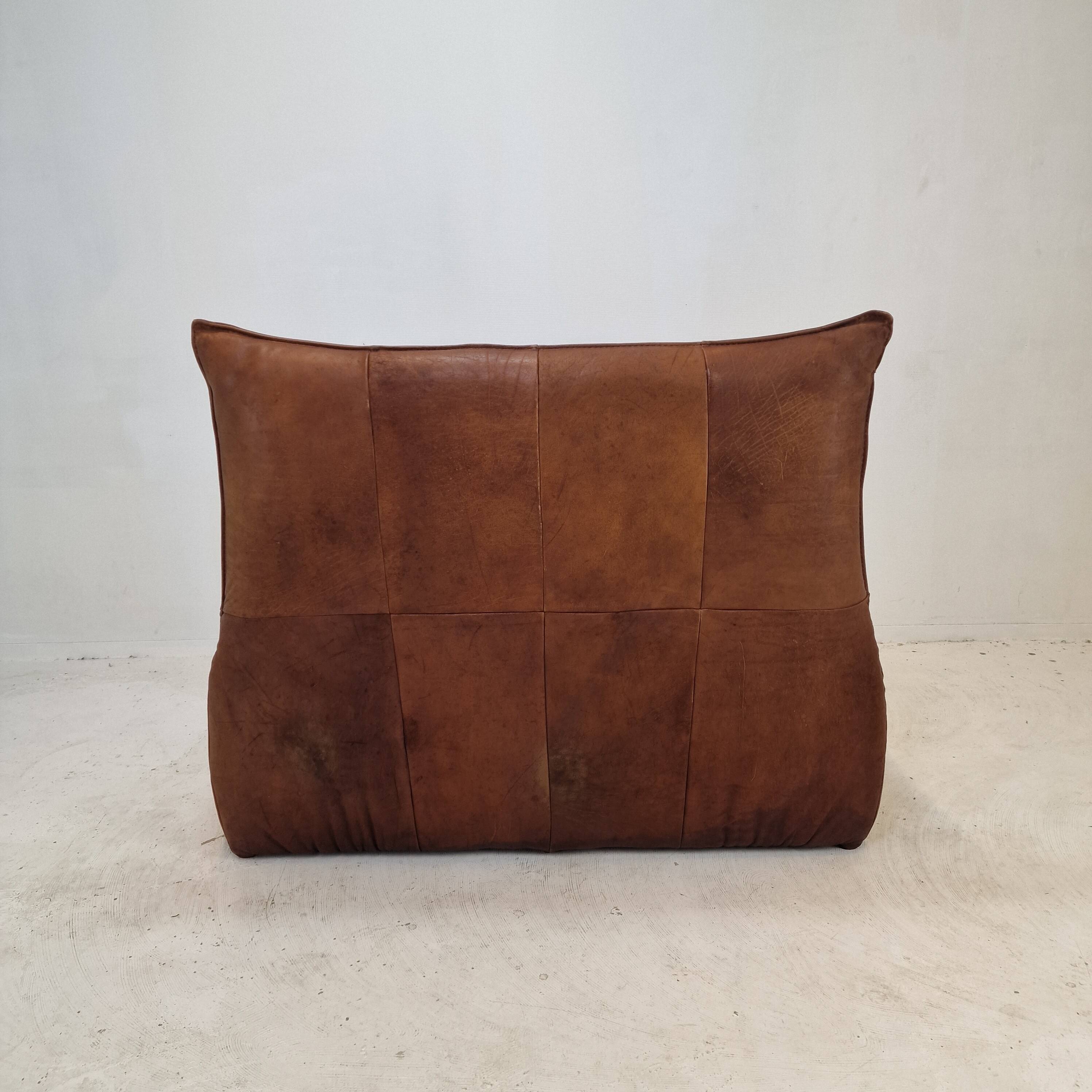 Montis “The Rock” Sofa In Brown Leather By Gerard Van Den Berg, 1970s